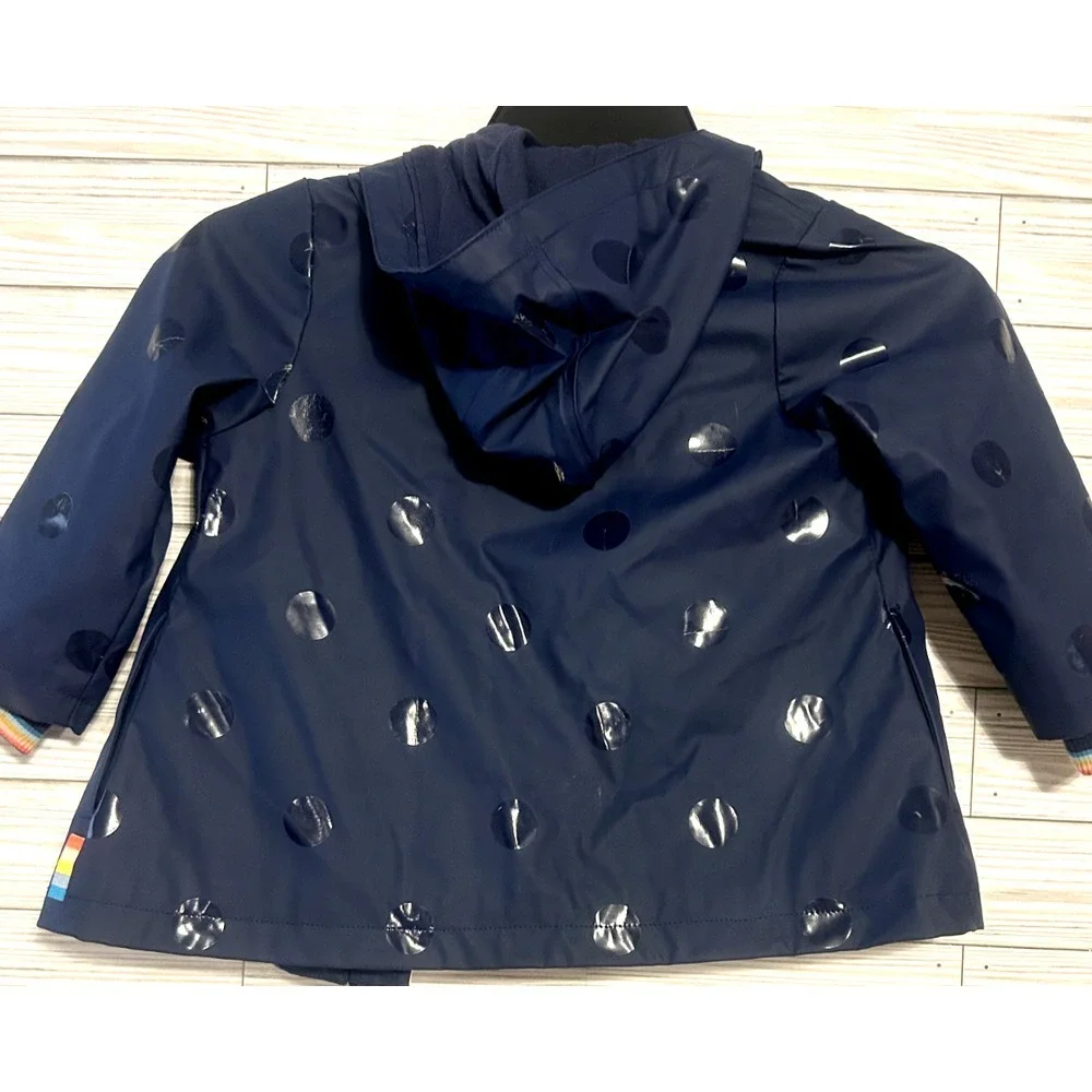 Joules Kids Navy With polkadots fleece lined Rain Coat Girls‎ Size 1 Year